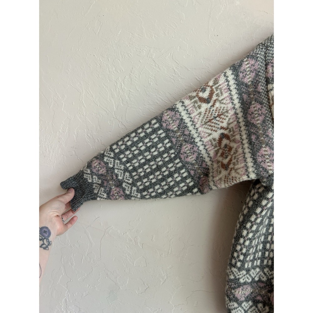 Vintage Maddy Moss Cardigan Sweater Wool Fair Isle Scotland Cottagecore Granny S - Picture 6 of 9